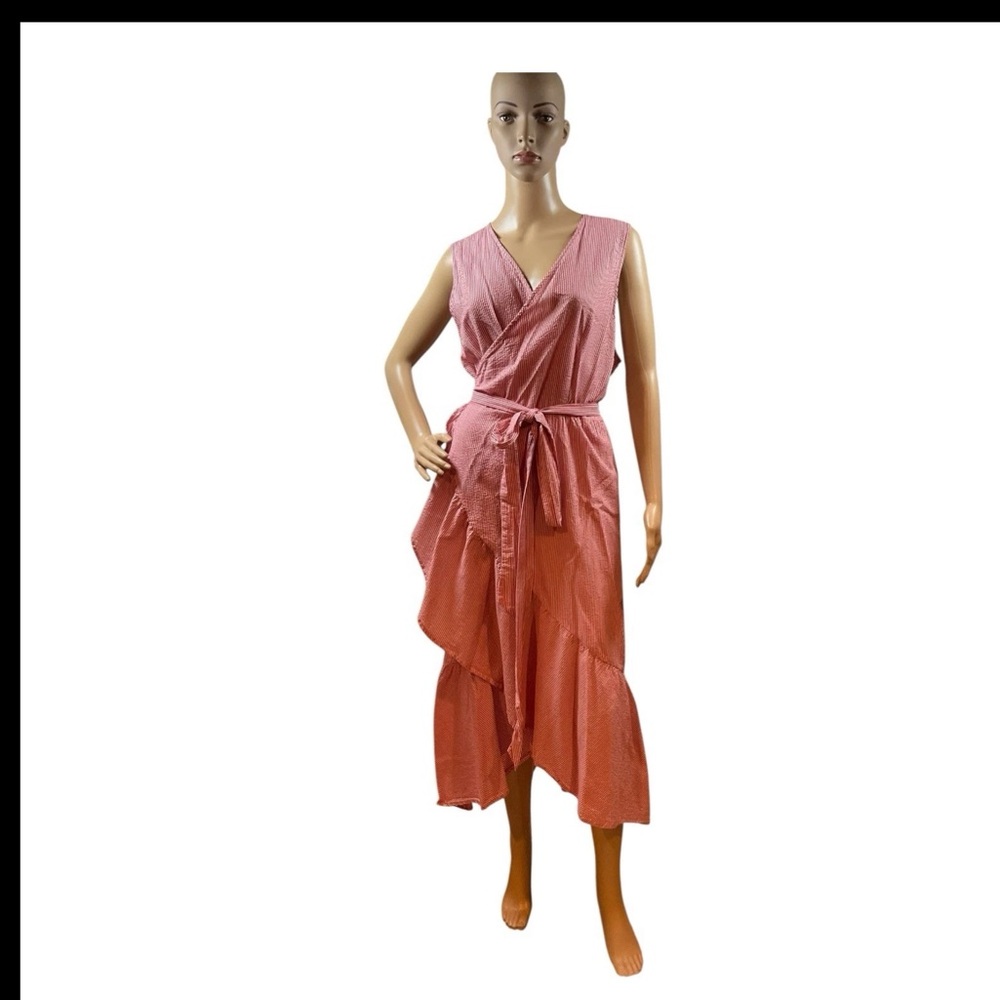 Who What Wear Women’s Floral Wrap Midi Dress Sleeveless Ruffle Hem Size XXL